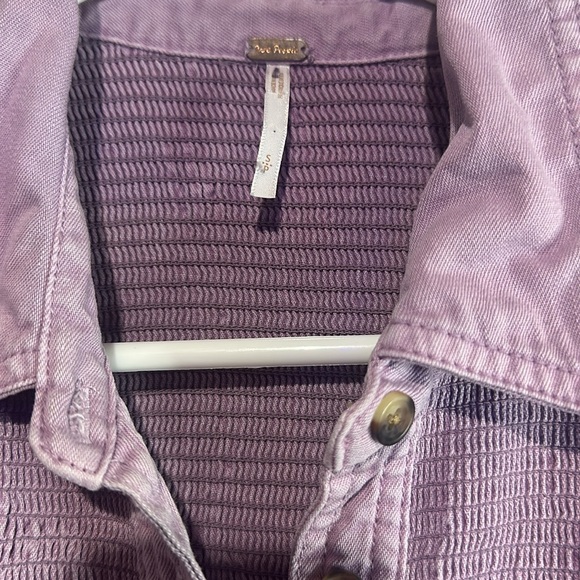 Free People Vanessa Denim Tunic Dress Light Purple Lilac Size S Oversized - Picture 3 of 4